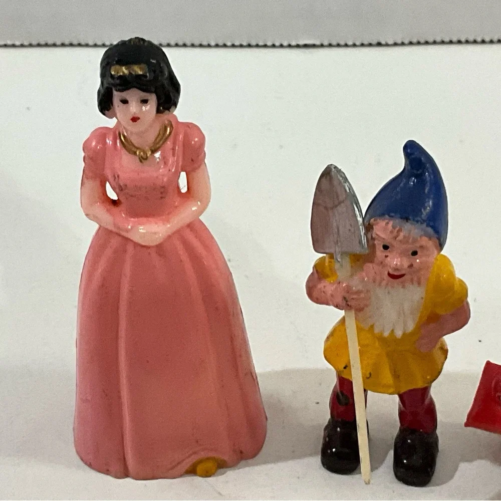 Vintage Snow White and Three Dwarves Cake Toppers Plastic